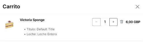 The translated cart title shown in the storefront widget