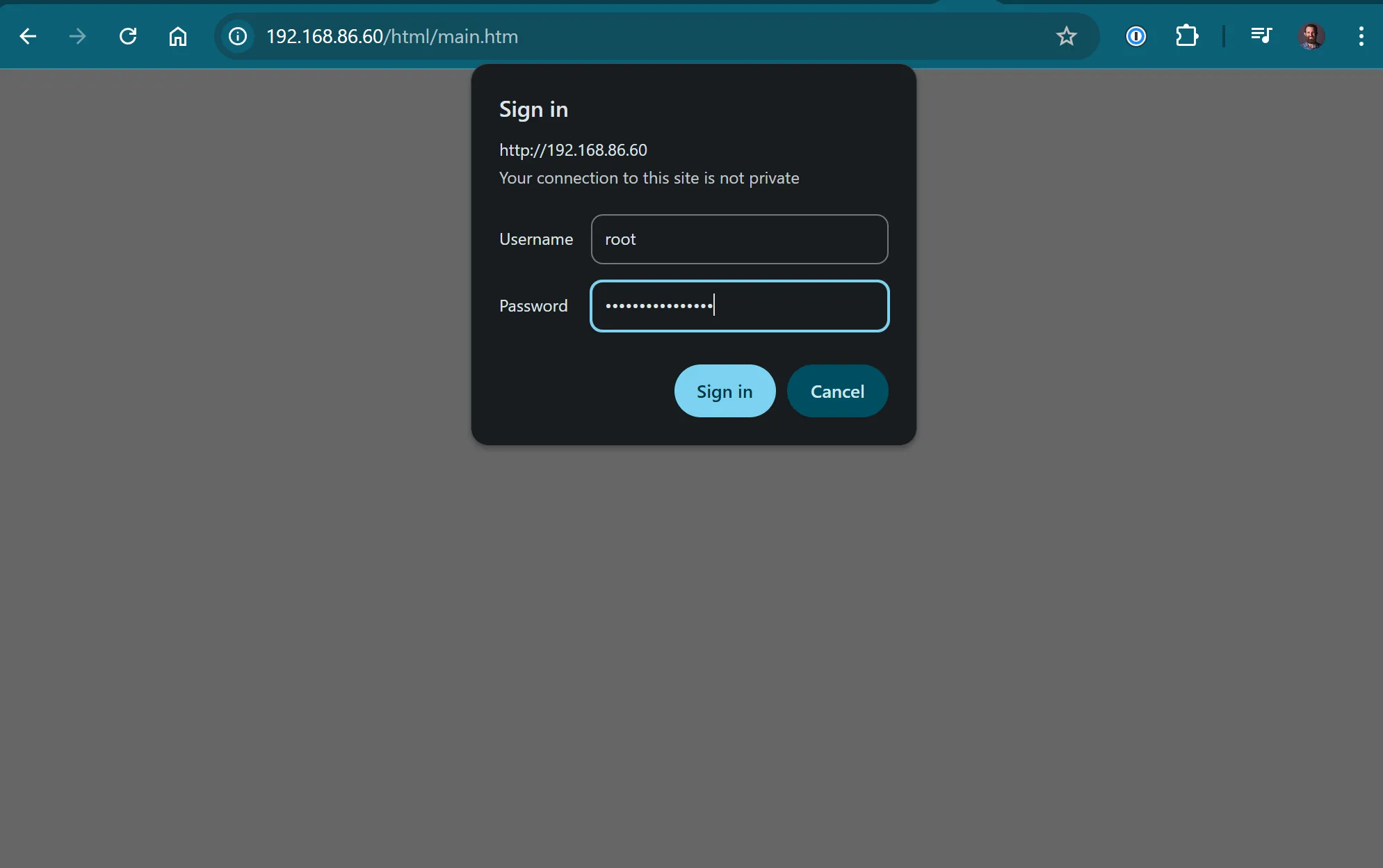 The Star web interface login prompt for username and password
