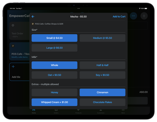 POS Cafe - iPad Screenshot